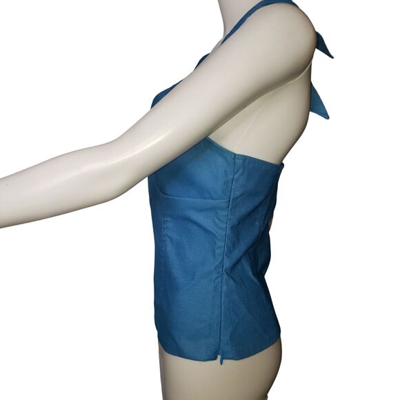 Vintage 90's GUESS Turquoise Blue Halter Top Womens Size Medium - Picture 4 of 10